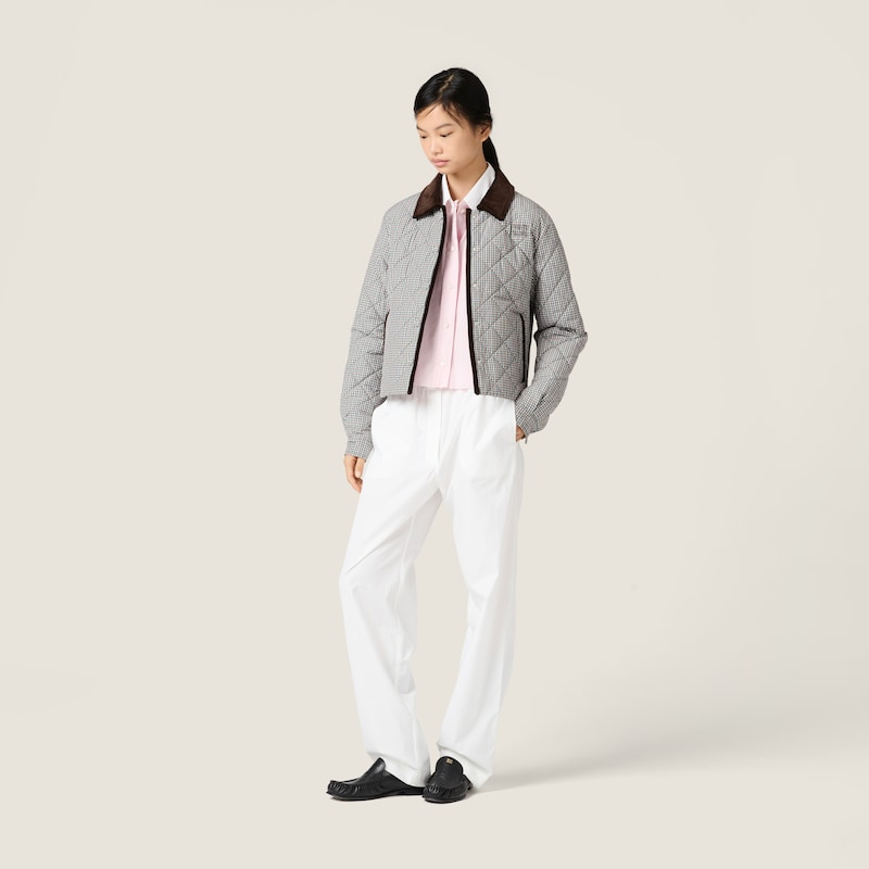 Padded technical fabric check blouson