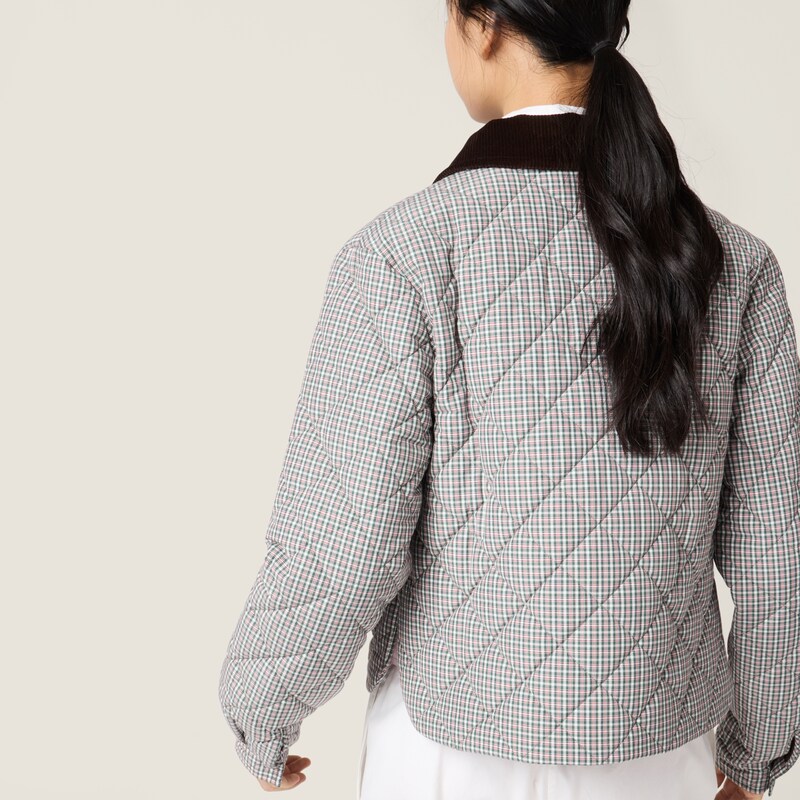 Padded technical fabric check blouson