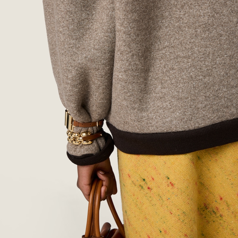 Cotton fleece zipper blouson jacket