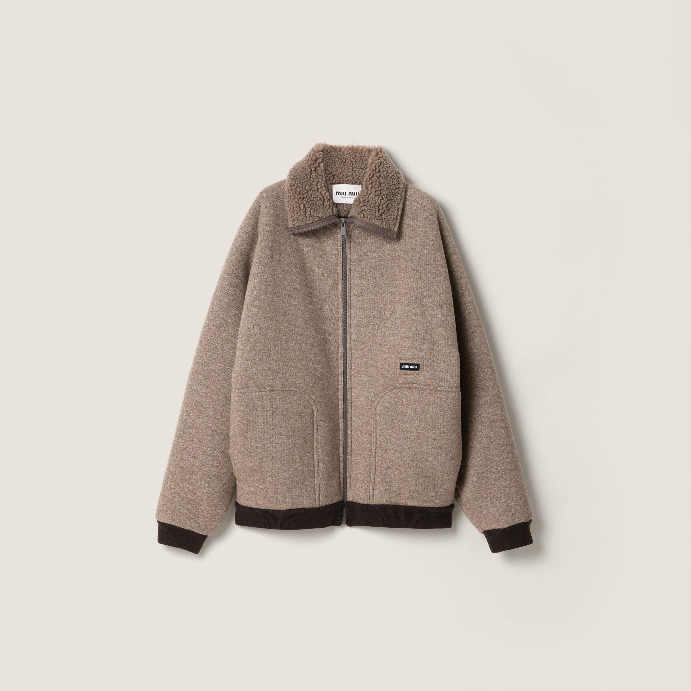 Miu Miu Cotton Fleece Zipper Blouson Jacket