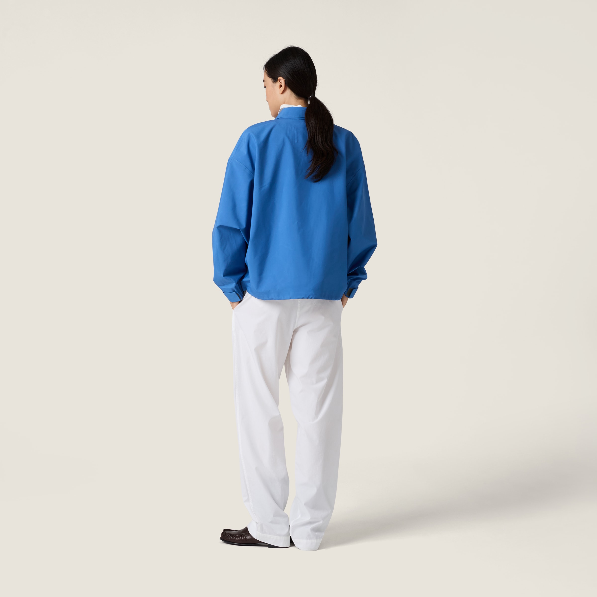 Miu Miu Technical Fabric Windbreaker In Blue