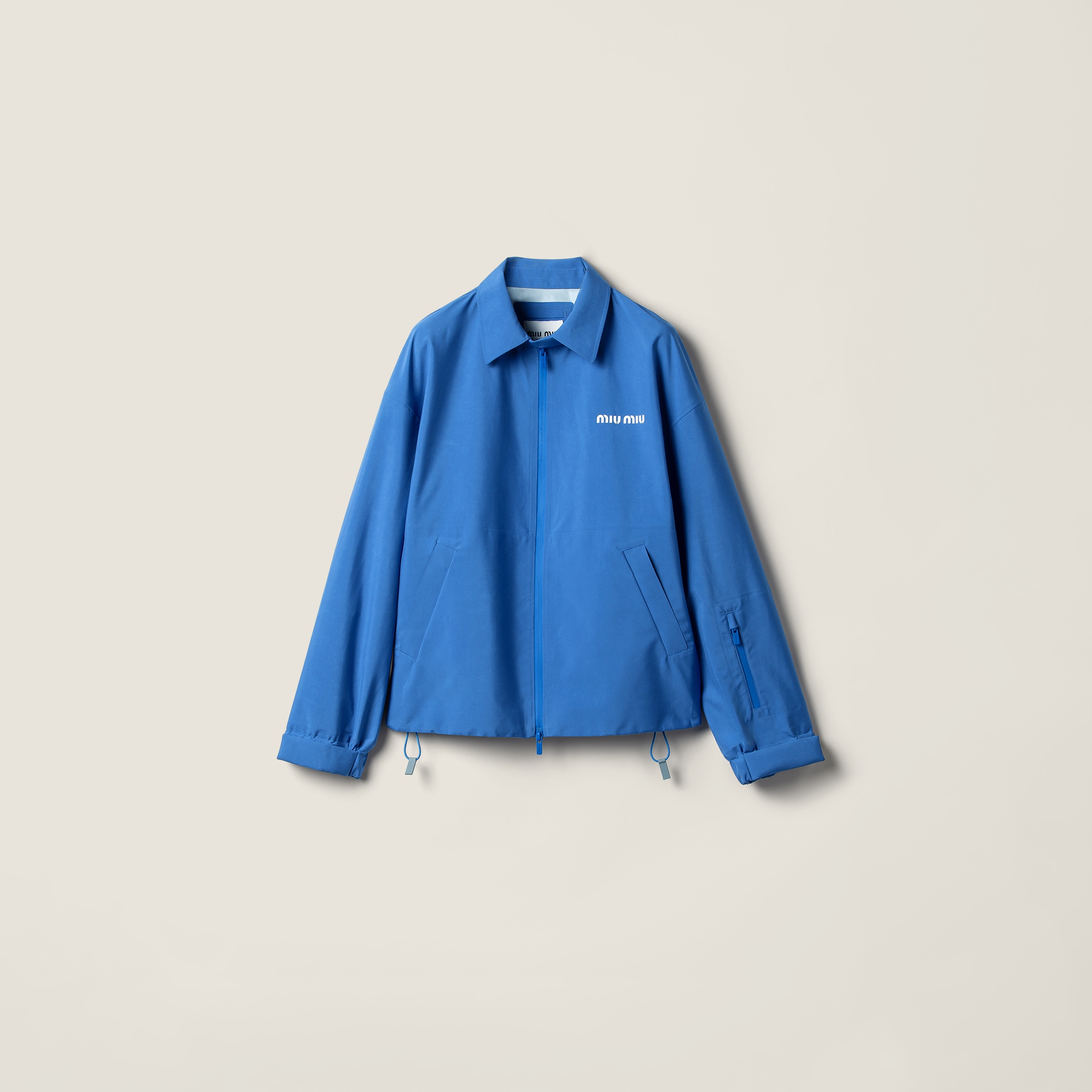 Miu Miu Technical Fabric Windbreaker In Blue