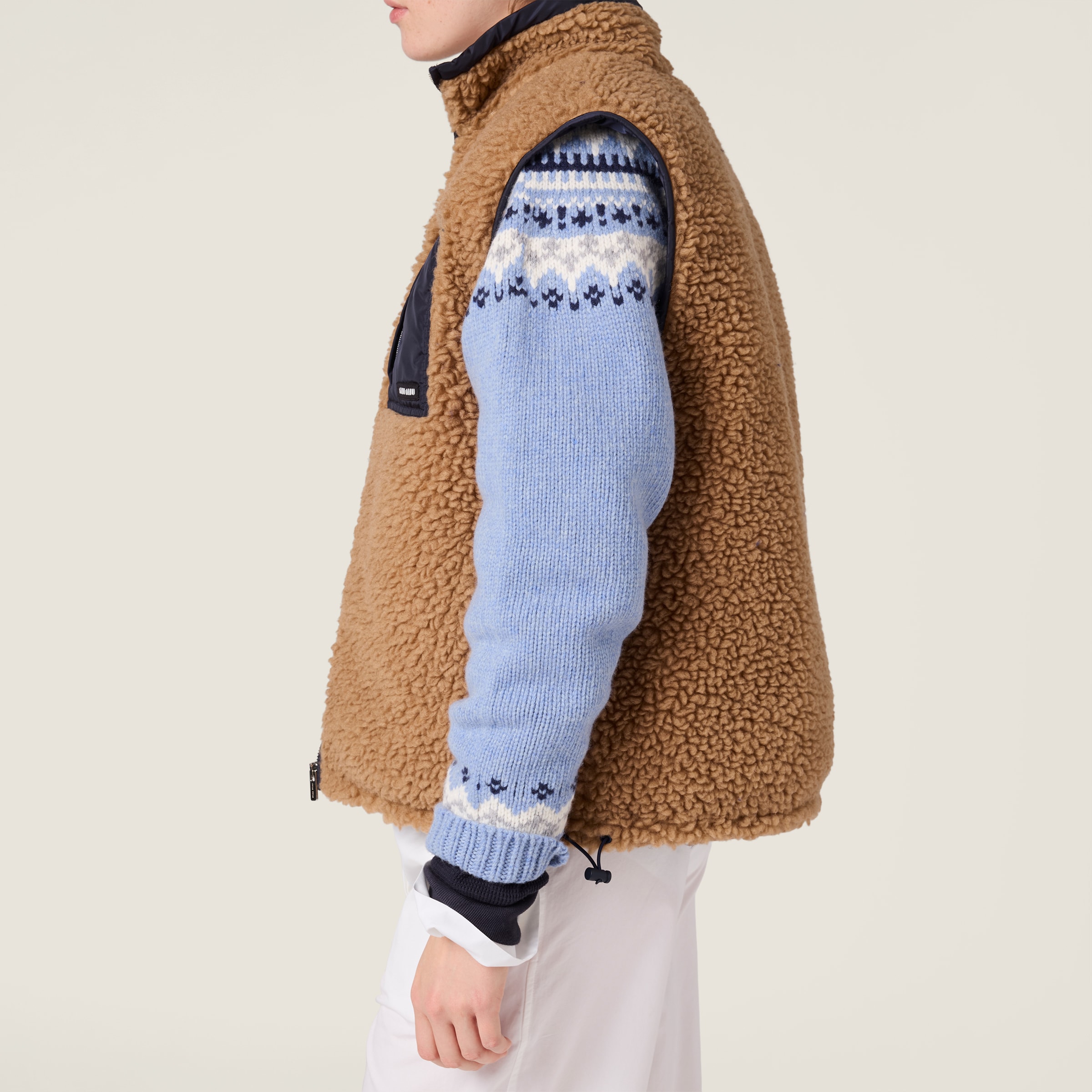 Teddy down vest with technical pongé - thumbnail 5