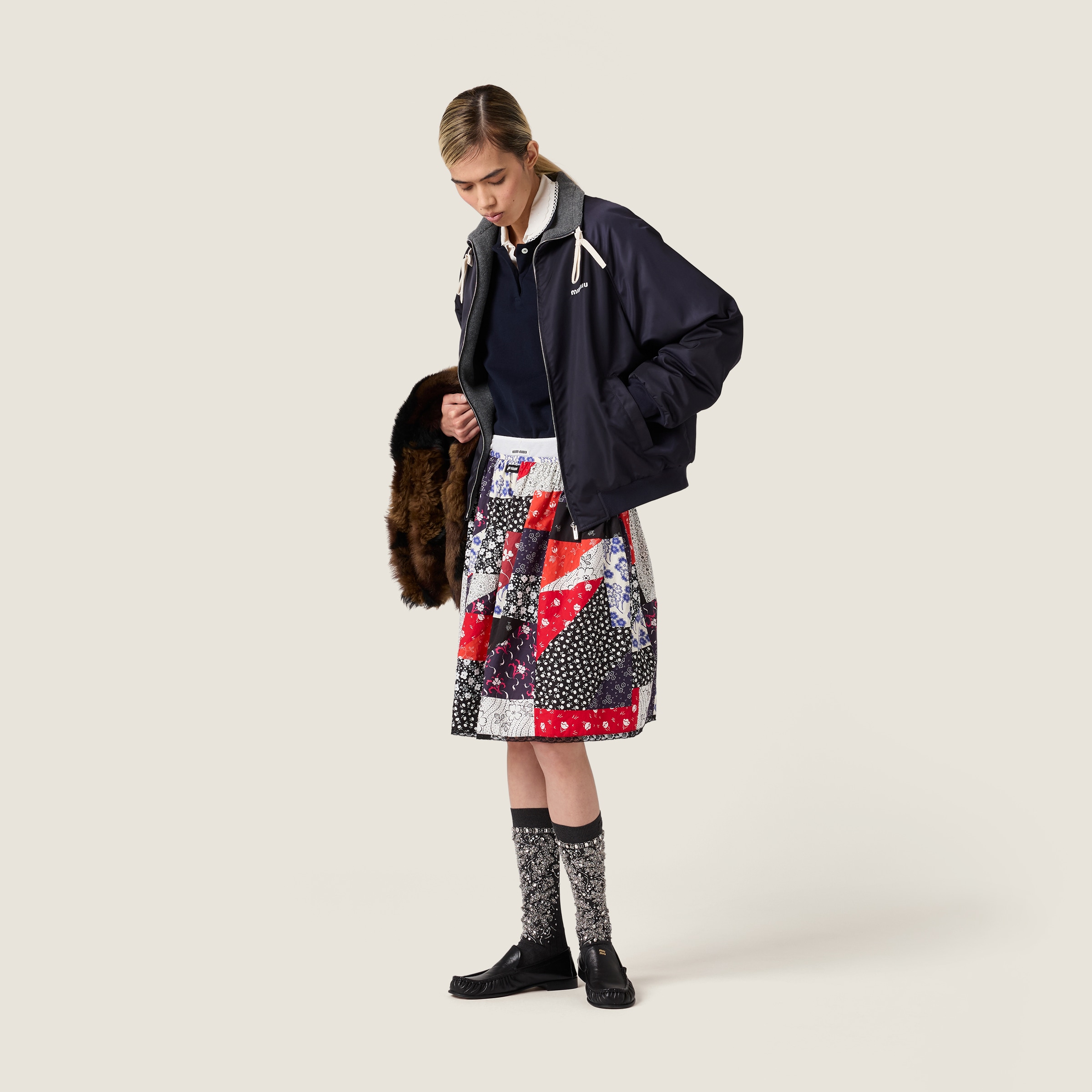 Technical gazar and fleece bomber jacket - thumbnail 2