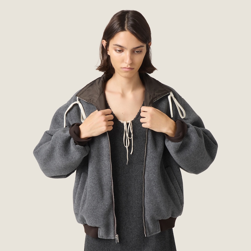 Blouson bomber réversible en gazar technique et polaire