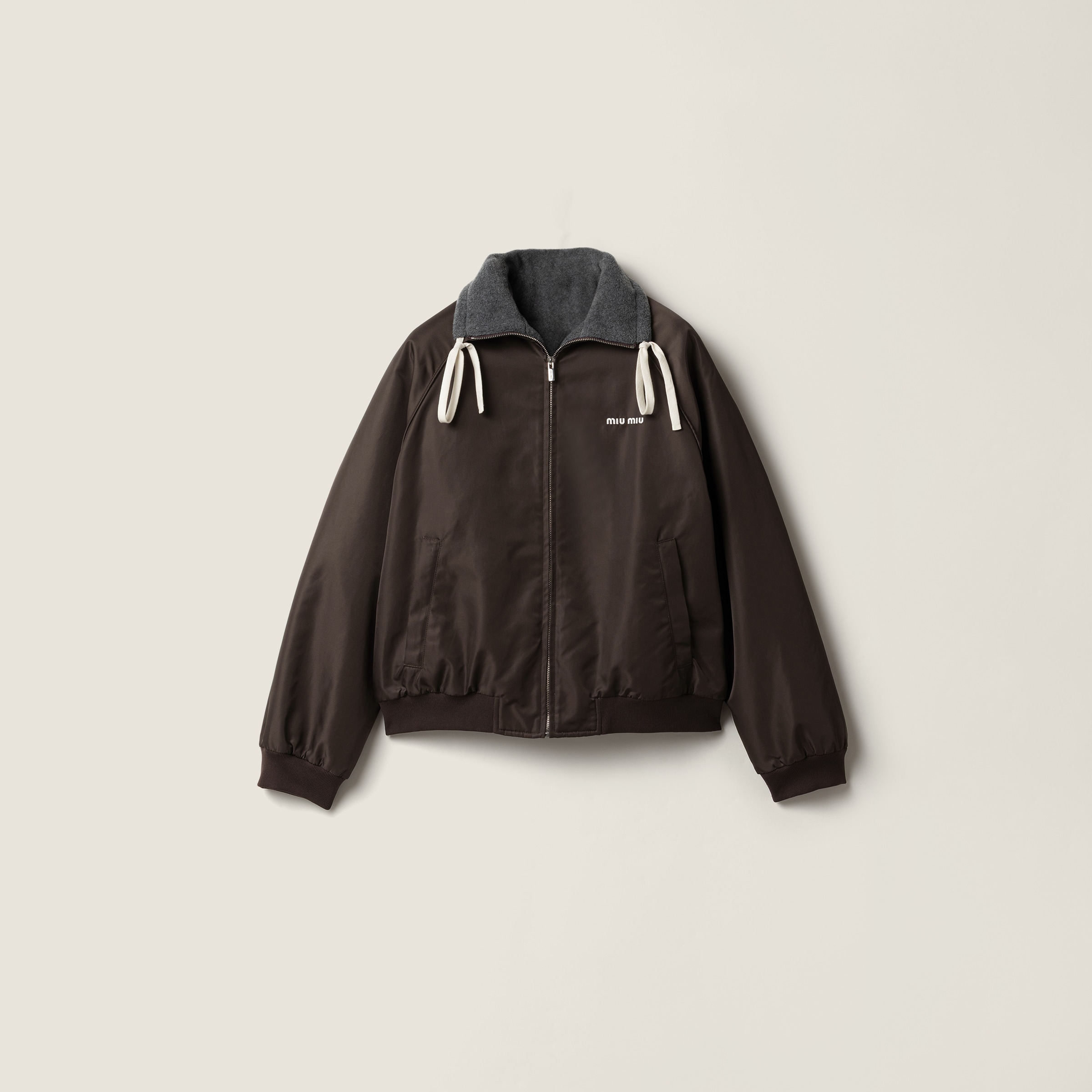 Technical gazar and fleece reversible bomber jacket by Miu Miu