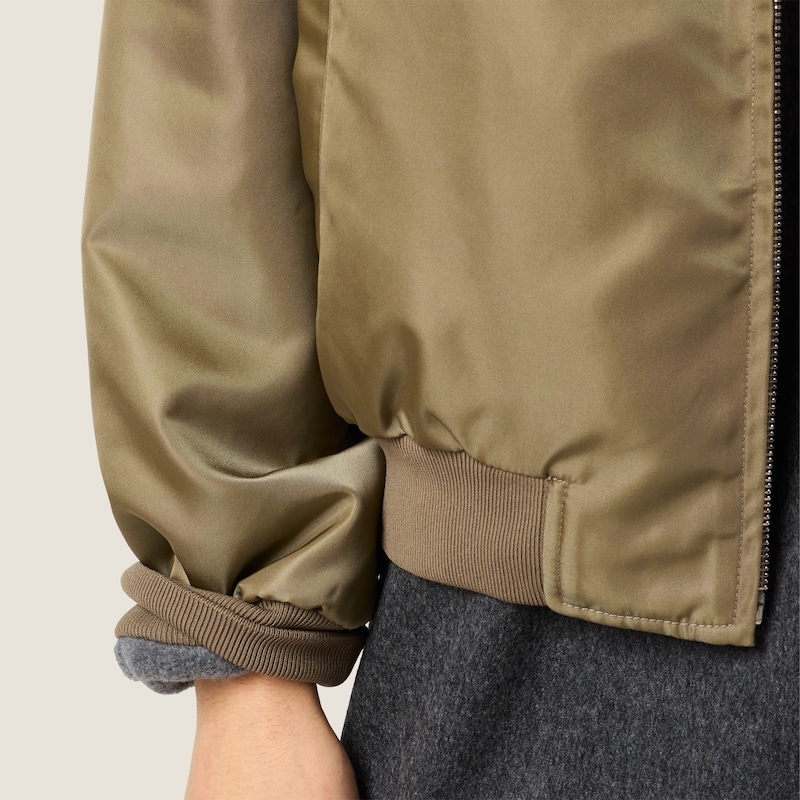 Technical gazar and fleece reversible bomber jacket