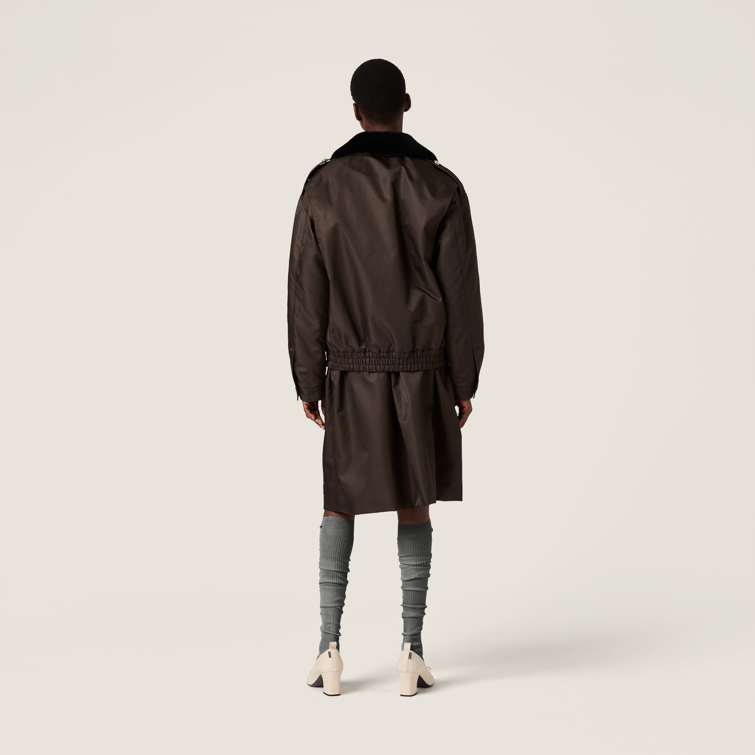 Miu Miu Technical Gazar Blouson Jacket In Brown