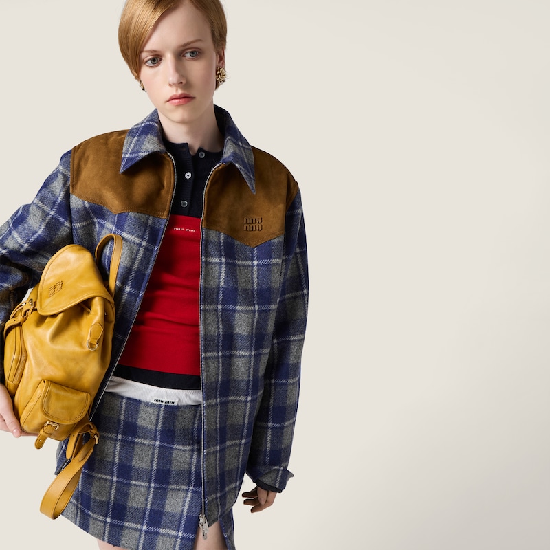 Checked blouson jacket