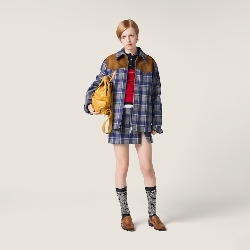 Checked blouson jacket