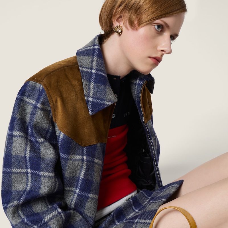 Checked blouson jacket