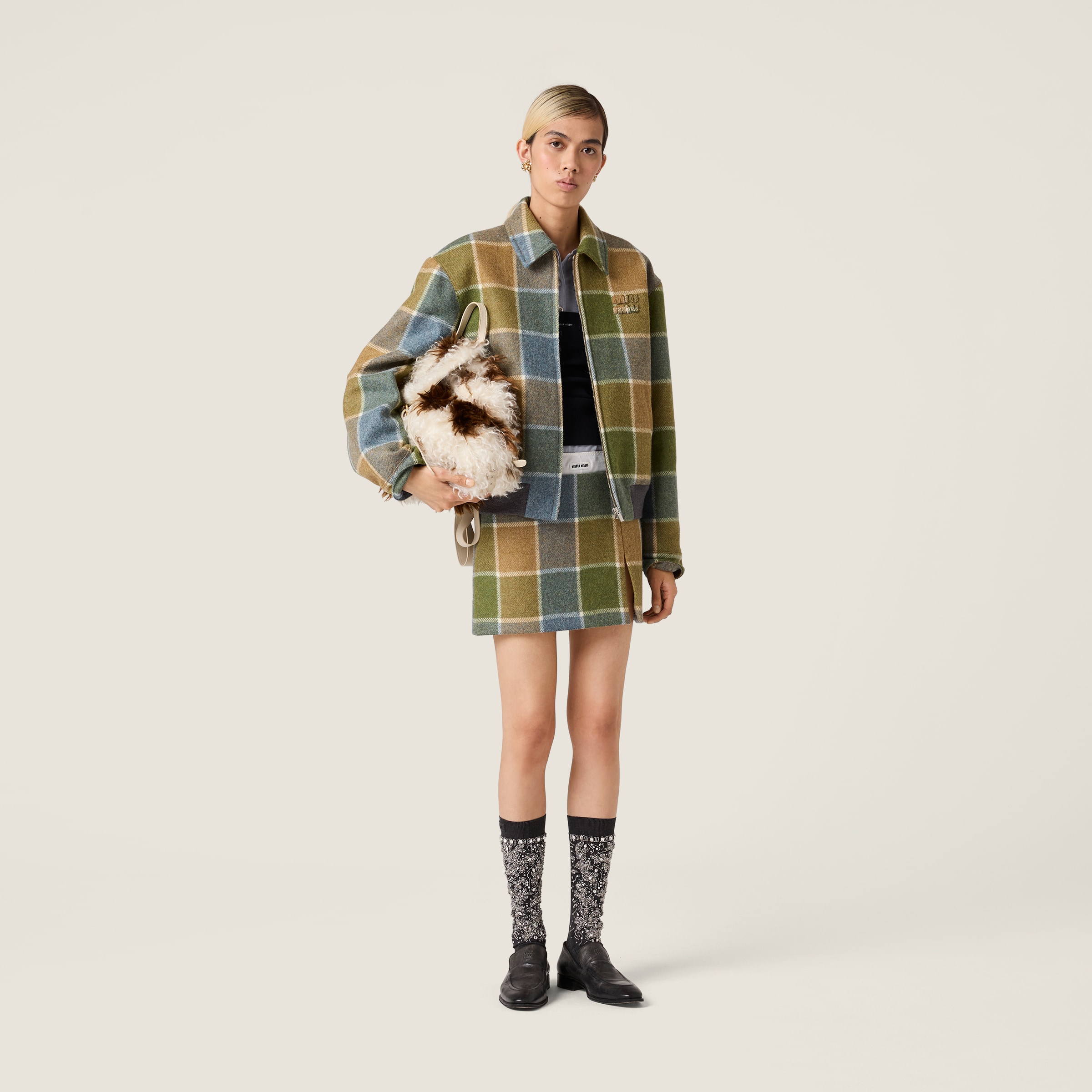 Miu Miu Checked Blouson Jacket