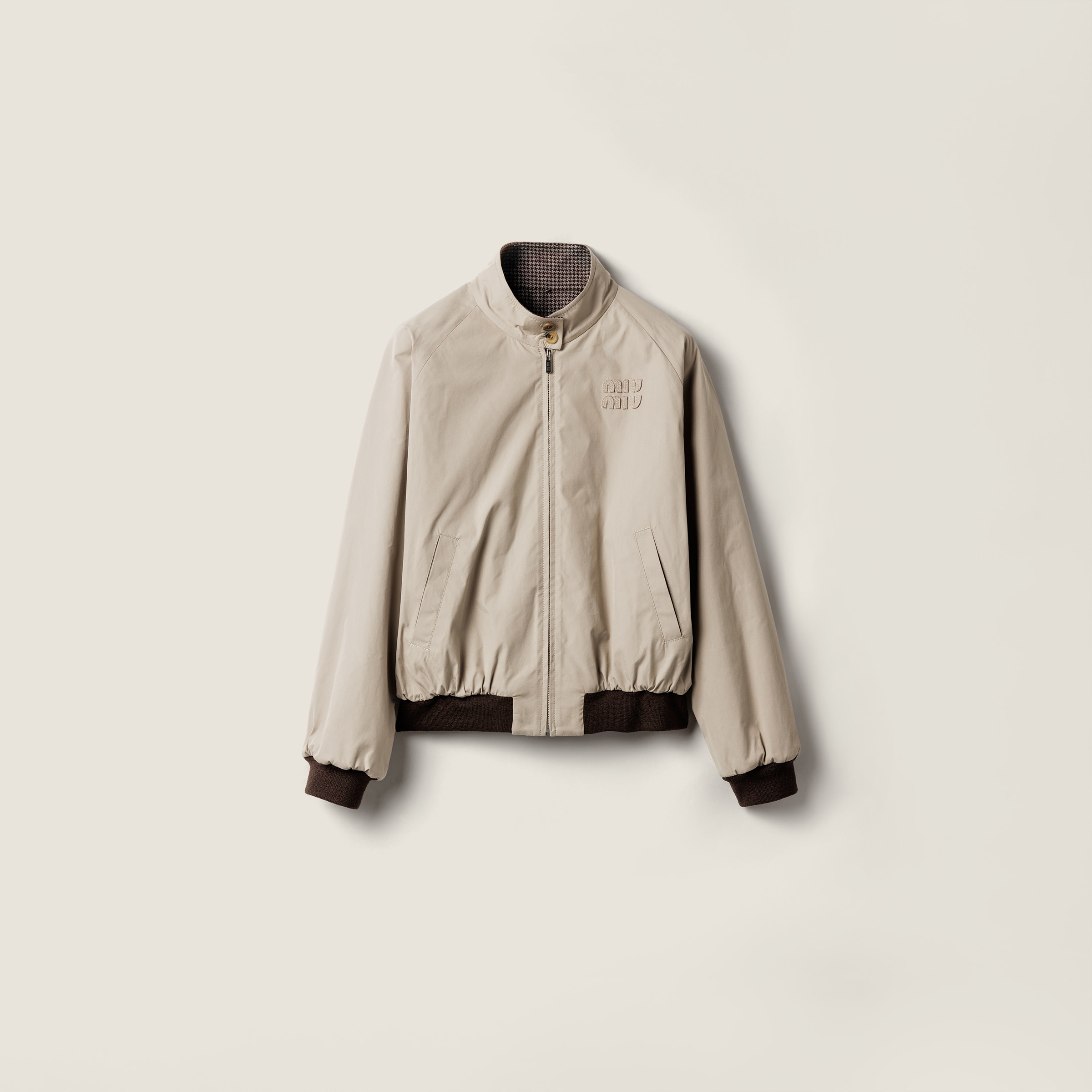 ダークブラウン パナマ コットン ブルゾンジャケット | Miu Miu