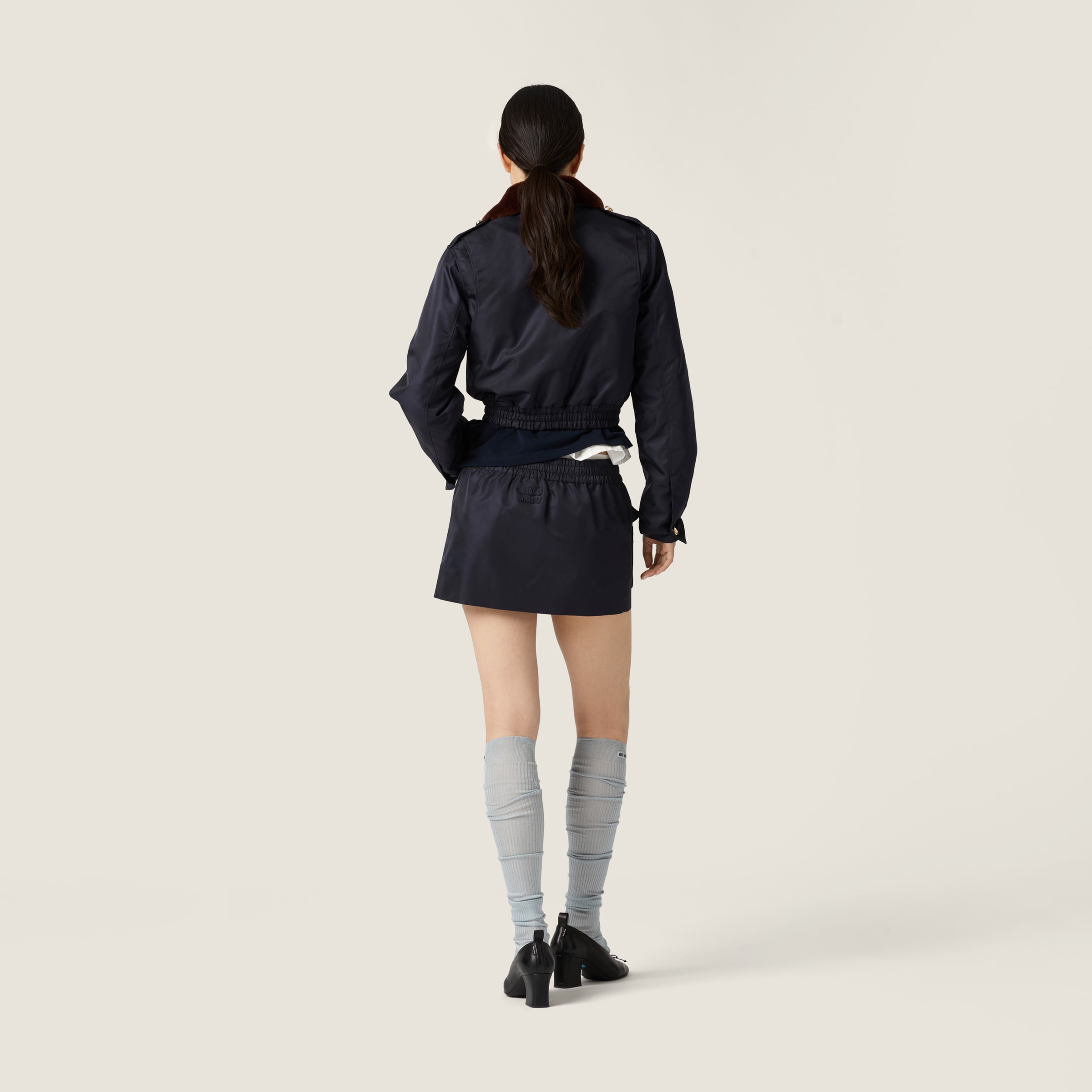 Miu Miu Technical Gazar Blouson Jacket In Blue