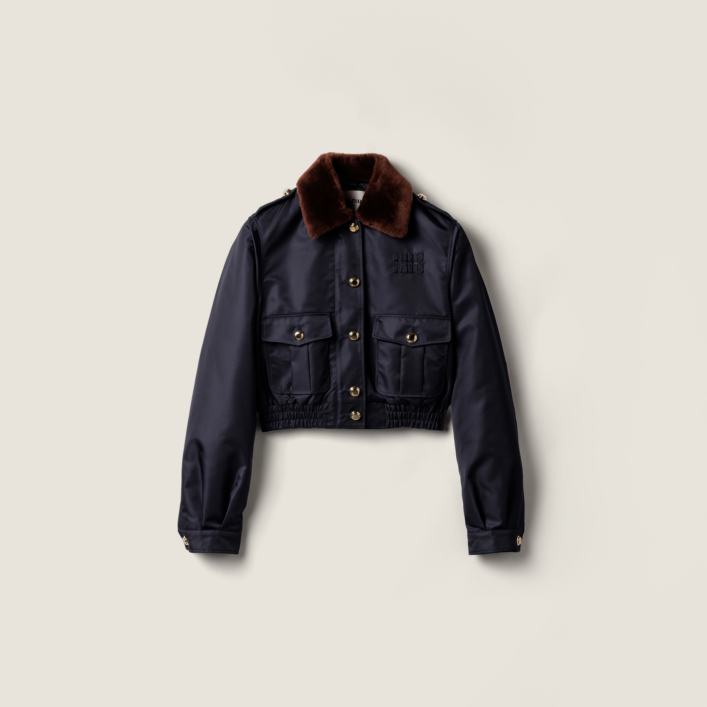 Miu Miu Technical Gazar Blouson Jacket In Blue