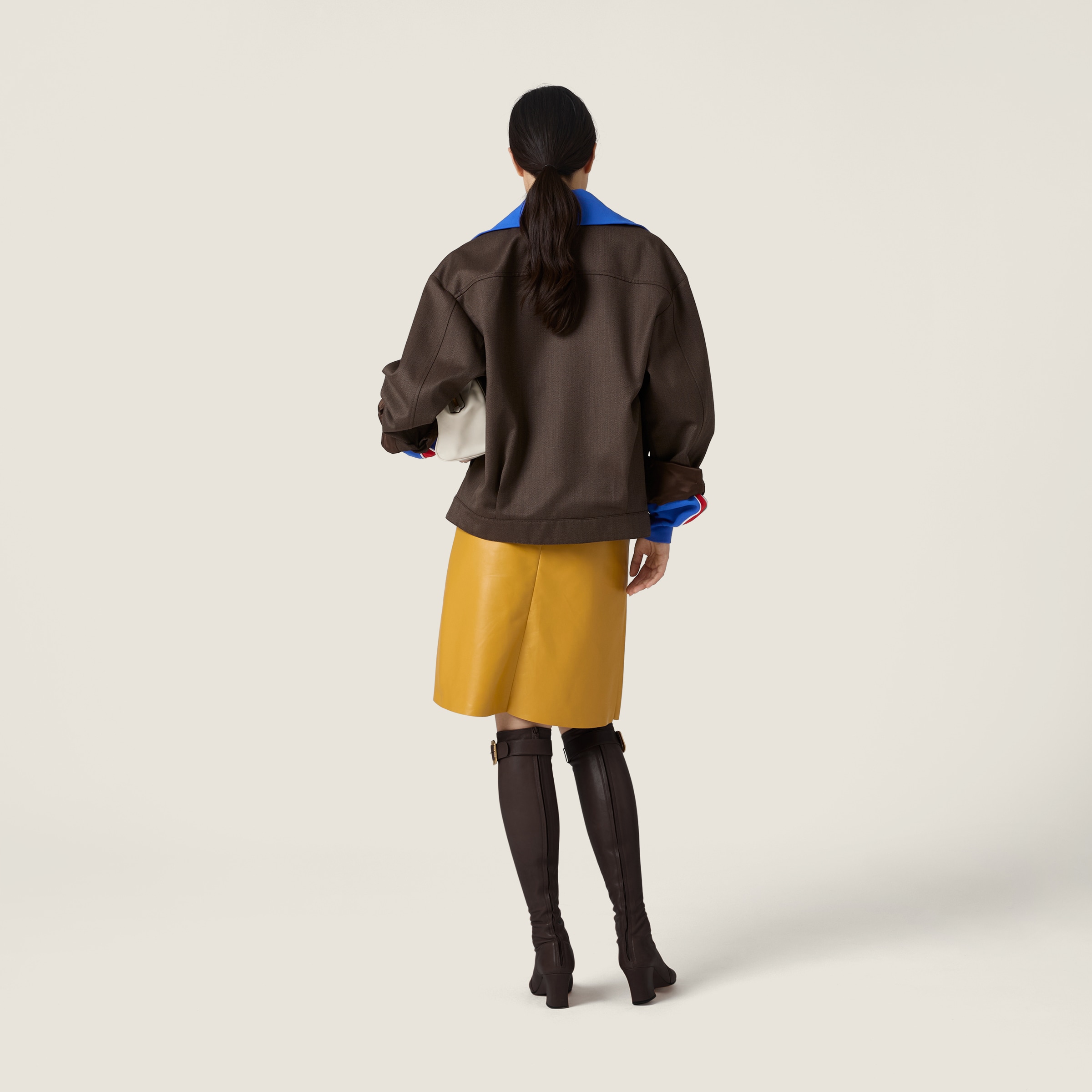 Miu Miu Cover Fabric Blouson Jacket In Brown