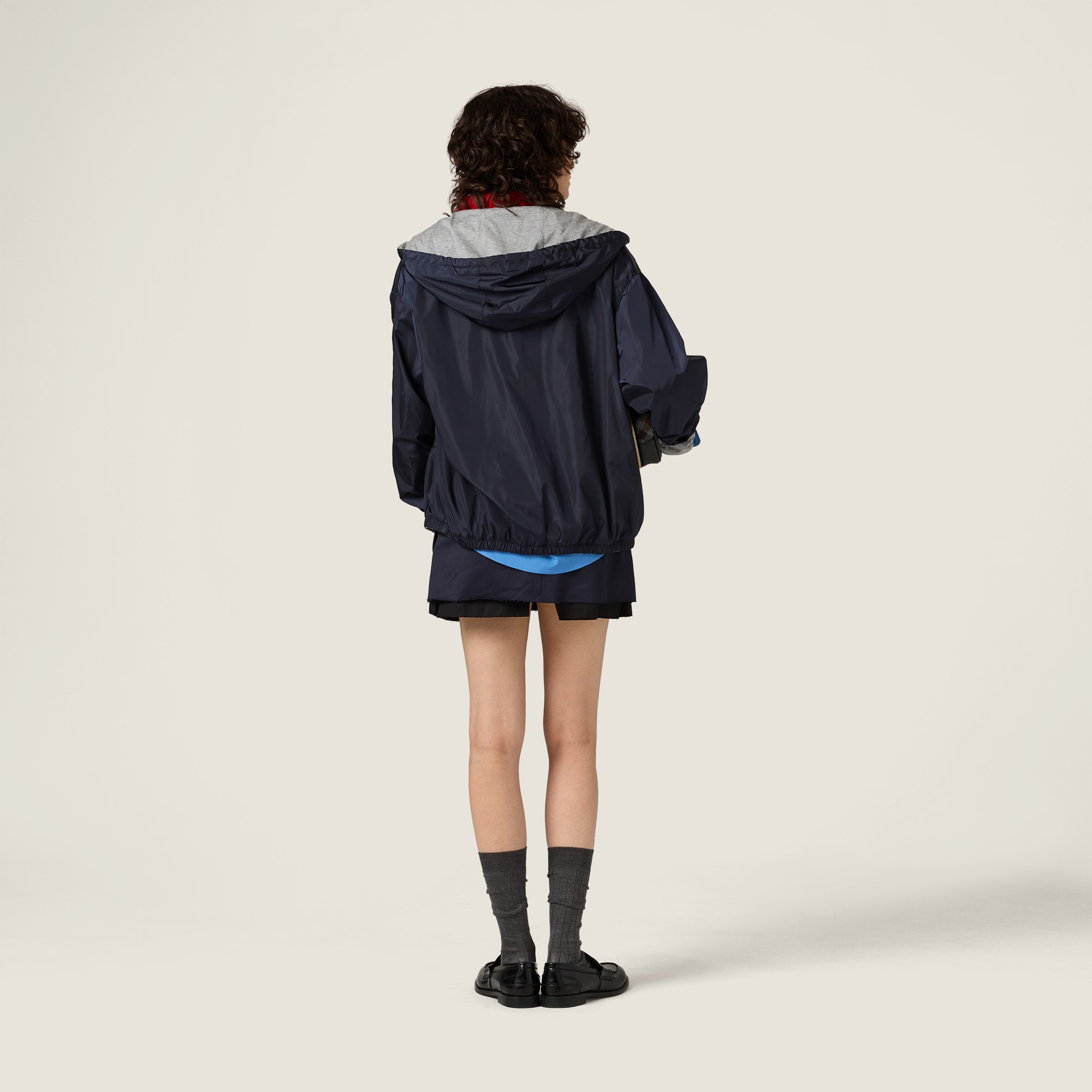 Miu Miu Reversible Technical Fabric And Jersey Blouson Jacket In Blue