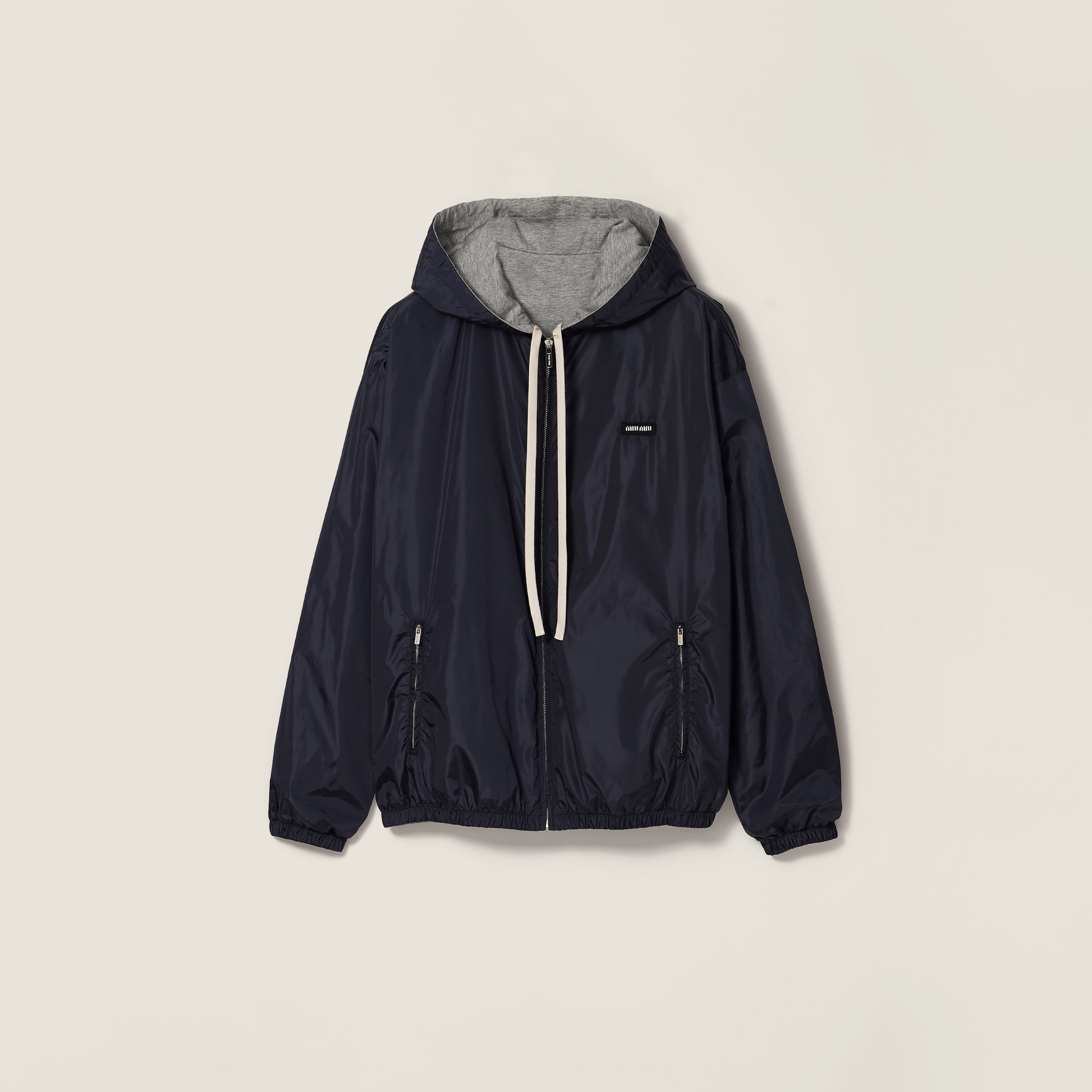 Miu Miu Reversible Technical Fabric And Jersey Blouson Jacket In Blue