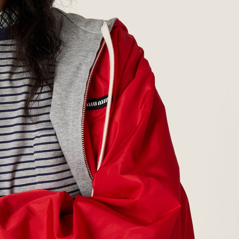 Reversible technical fabric and jersey blouson jacket