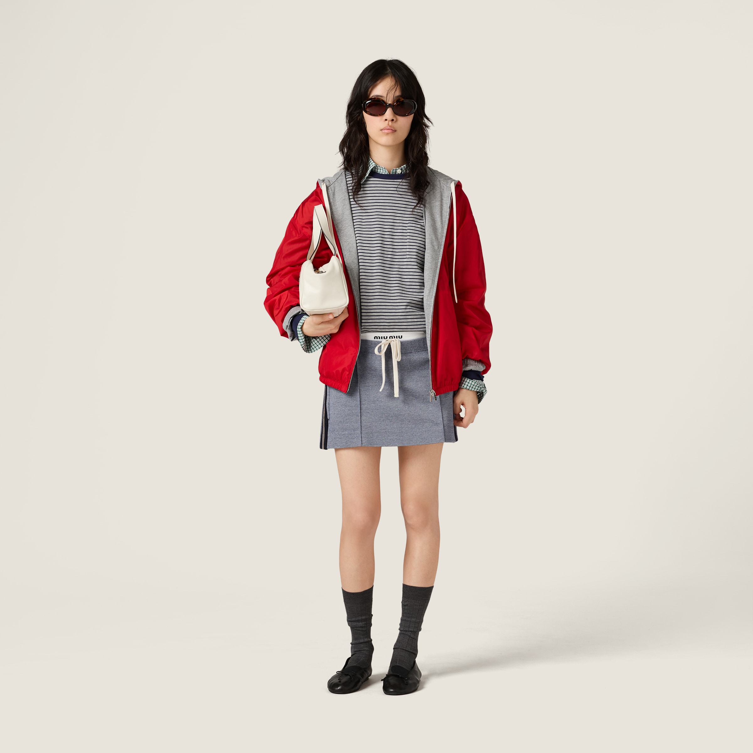 Miu Miu Reversible Technical Fabric And Jersey Blouson Jacket In Multi