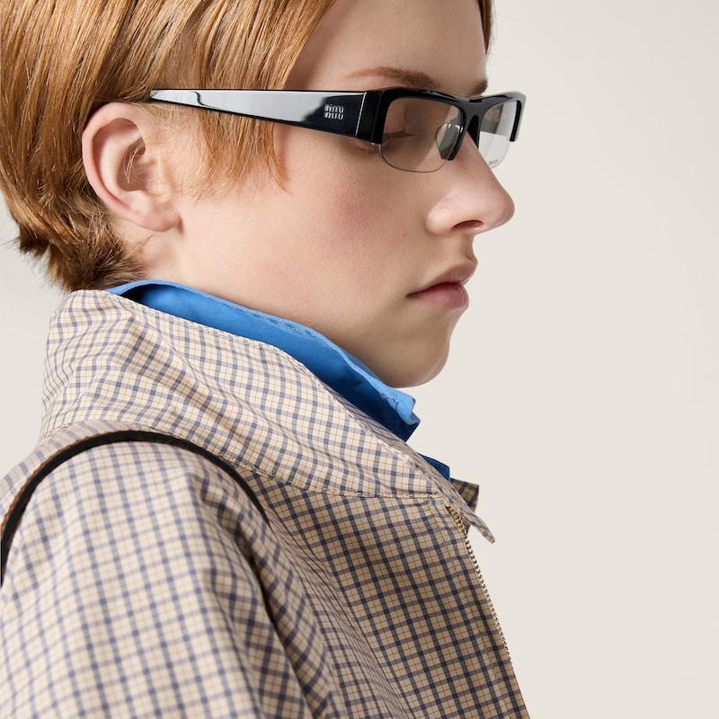 Checked technical fabric blouson jacket