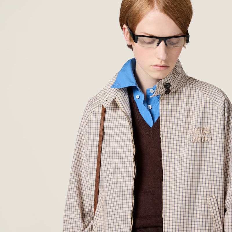 Checked technical fabric blouson jacket