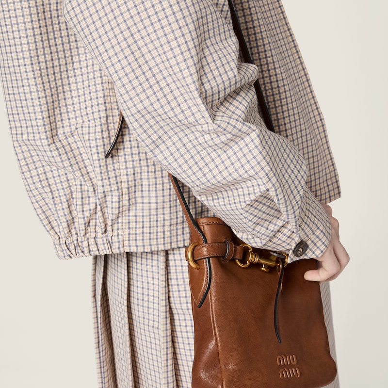 Checked technical fabric blouson jacket