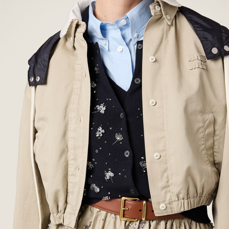 Garment-dyed cotton satin blouson jacket