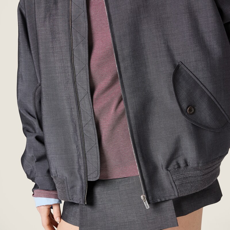 Kid mohair and leather bomber jacket