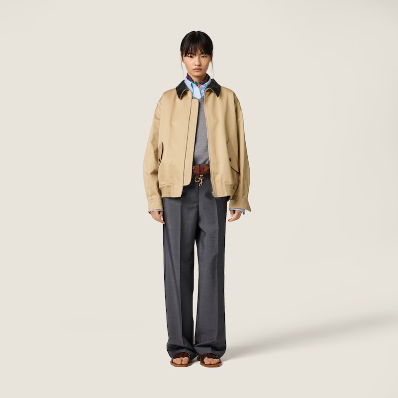 Chino and leather bomber jacket