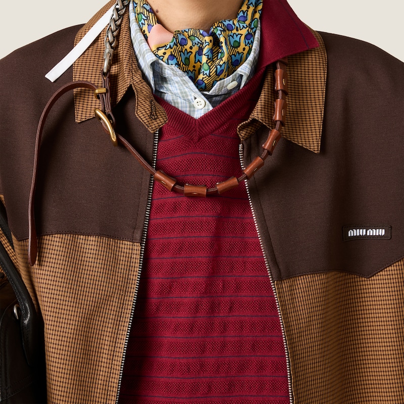 Gingham check blouson jacket