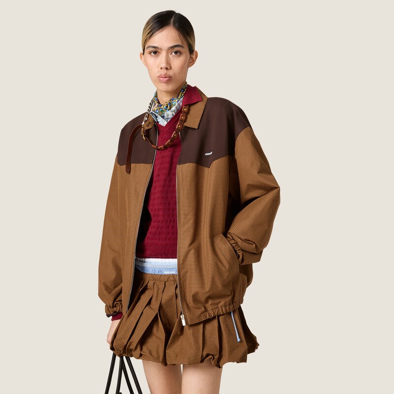 Gingham check blouson jacket