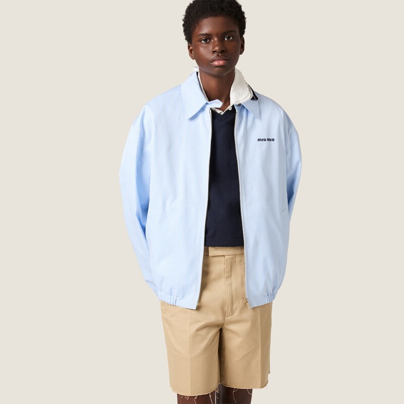 Gingham check blouson jacket