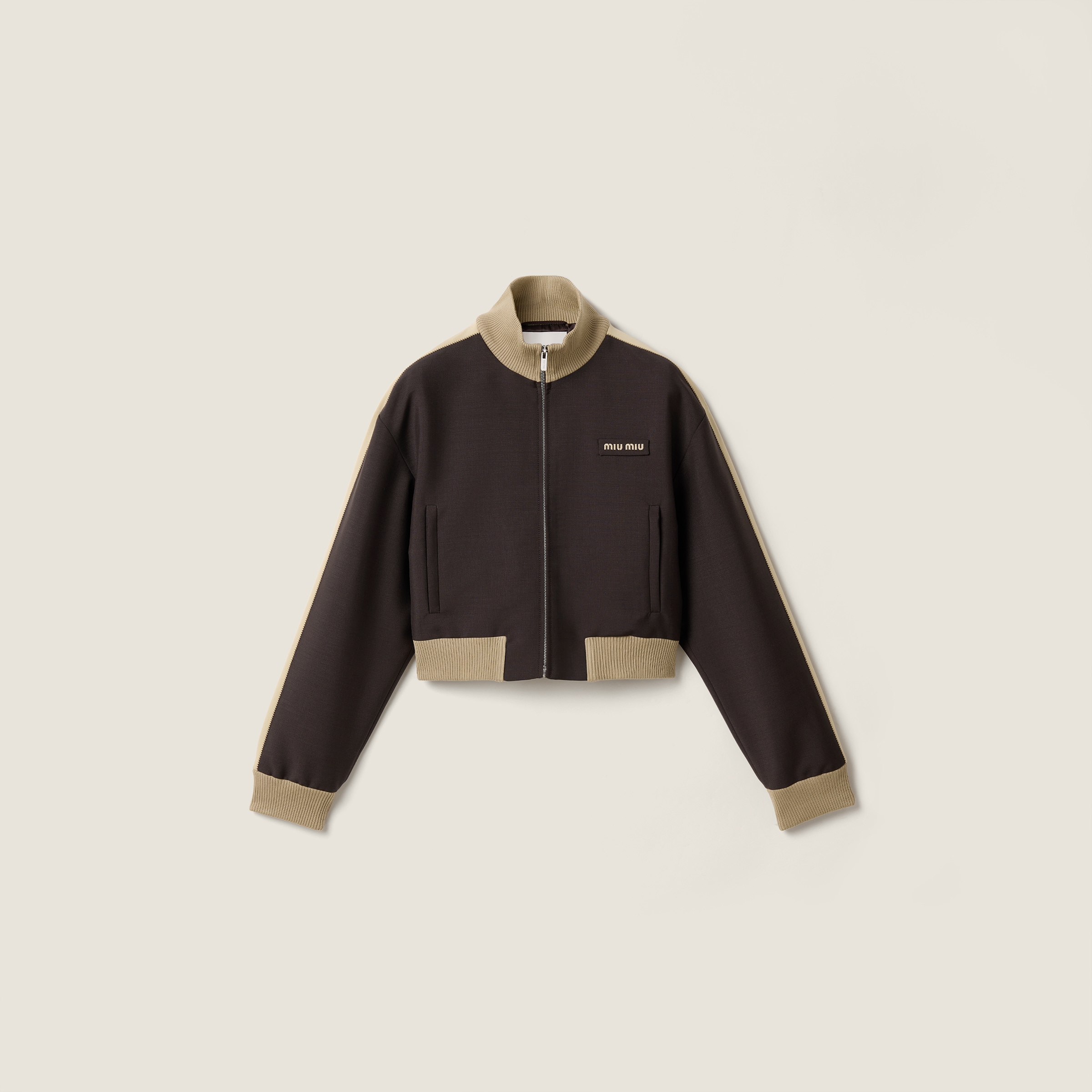 Cocoa Brown Kid Mohair Blouson Jacket | Miu Miu - United States