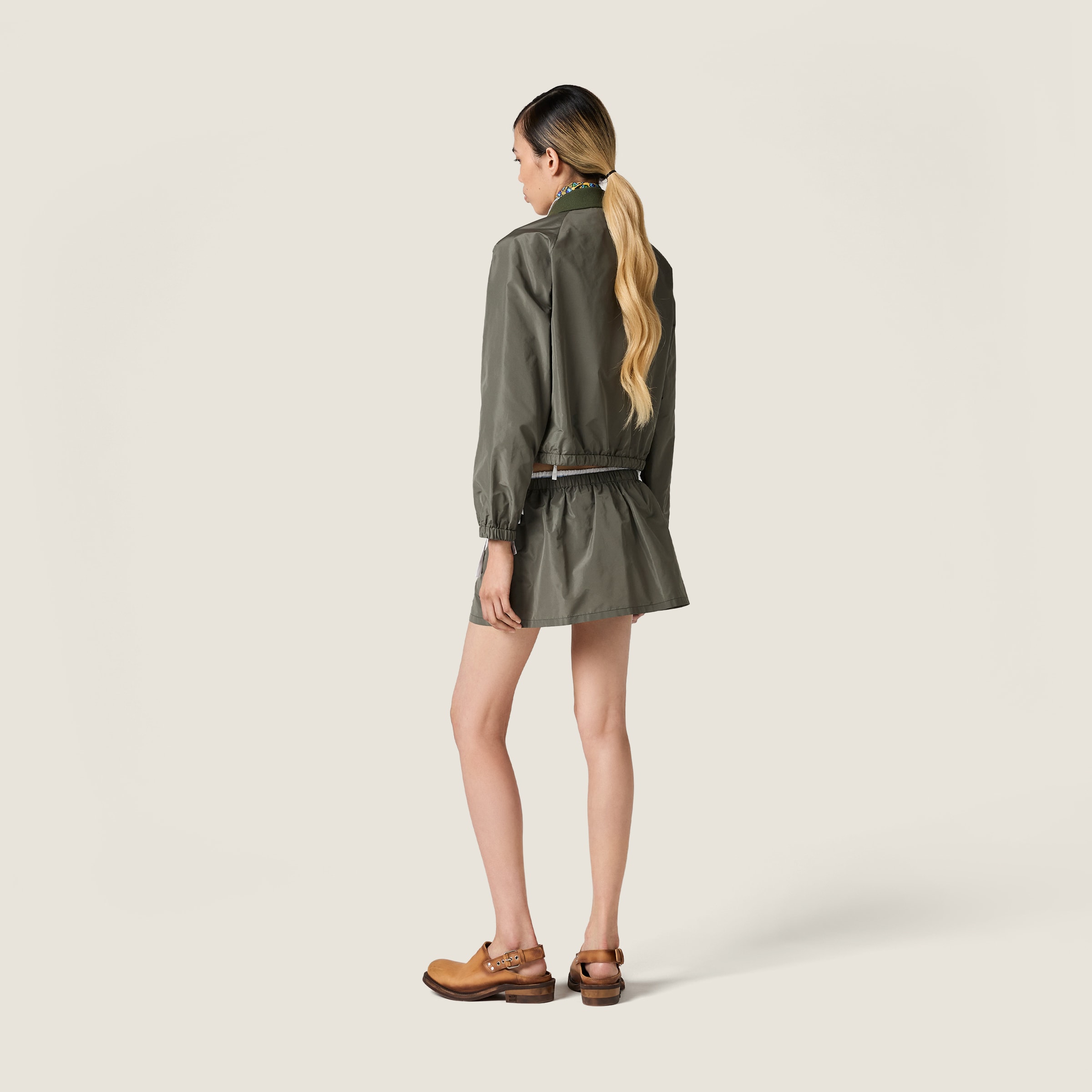 Forest Green Technical Fabric Blouson Jacket | Miu Miu - Denmark