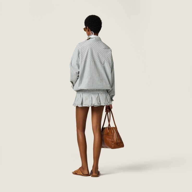 Checked technical fabric blouson jacket