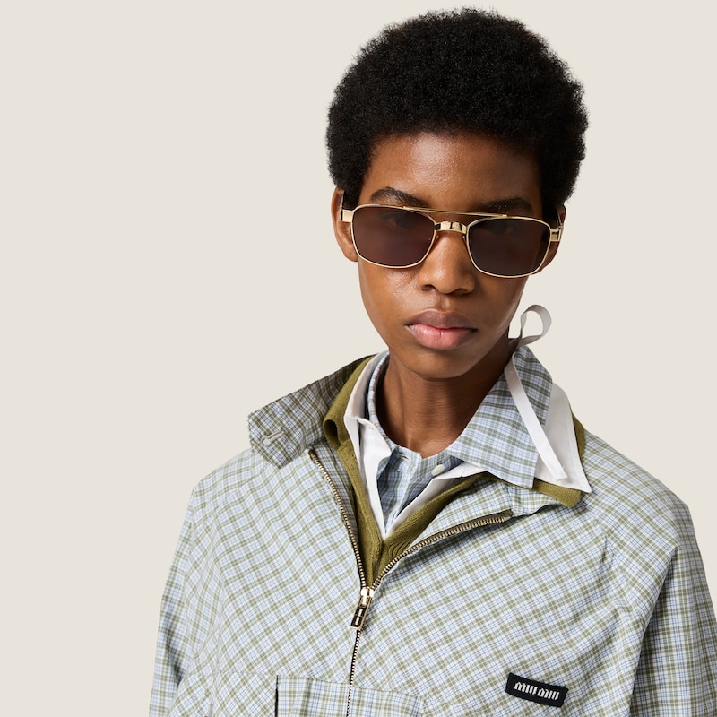 Checked technical fabric blouson jacket