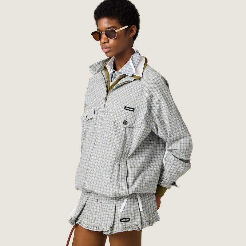 Checked technical fabric blouson jacket