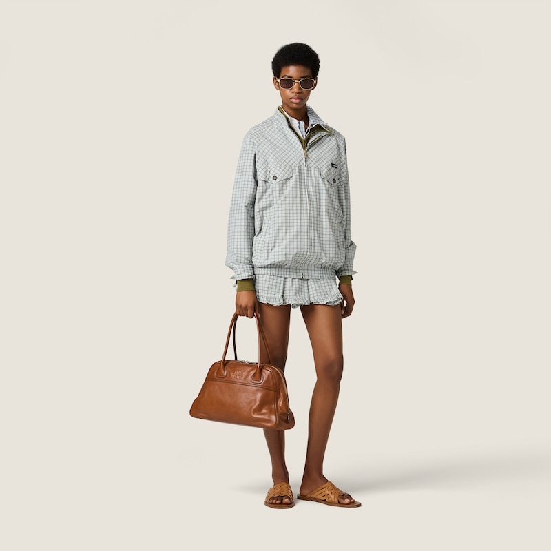 Checked technical fabric blouson jacket