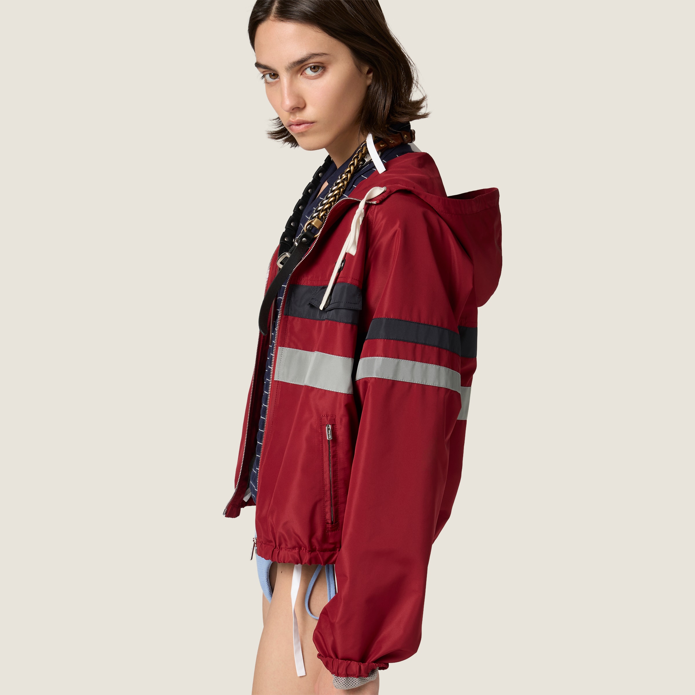 Red Technical Fabric Blouson Jacket | Miu Miu - United States