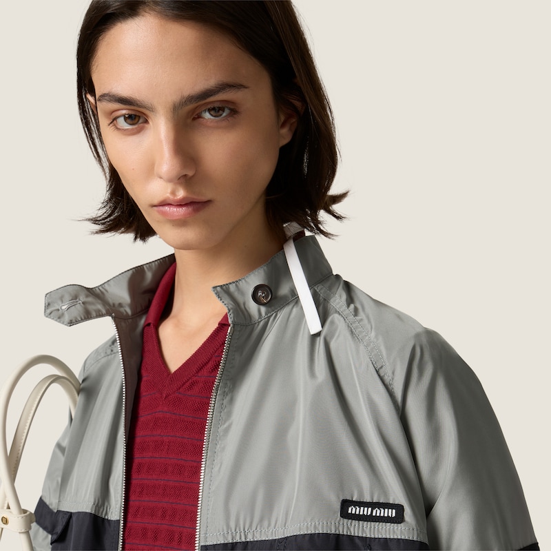 Technical silk blouson jacket