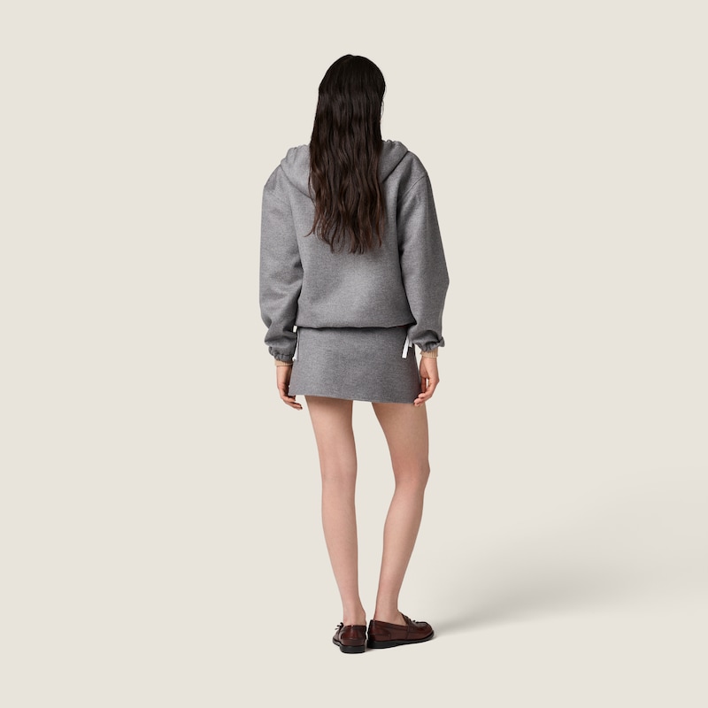 Double cashmere and wool hoodie jacket
