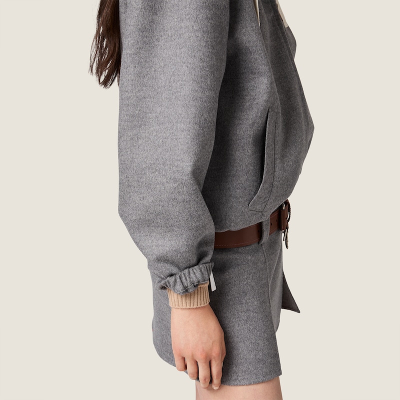 Double cashmere and wool hoodie jacket