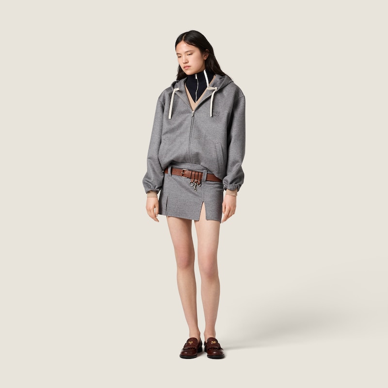 Double cashmere and wool hoodie jacket
