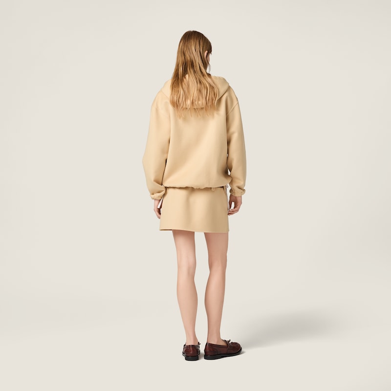 Veste à capuche en double cachemire et laine