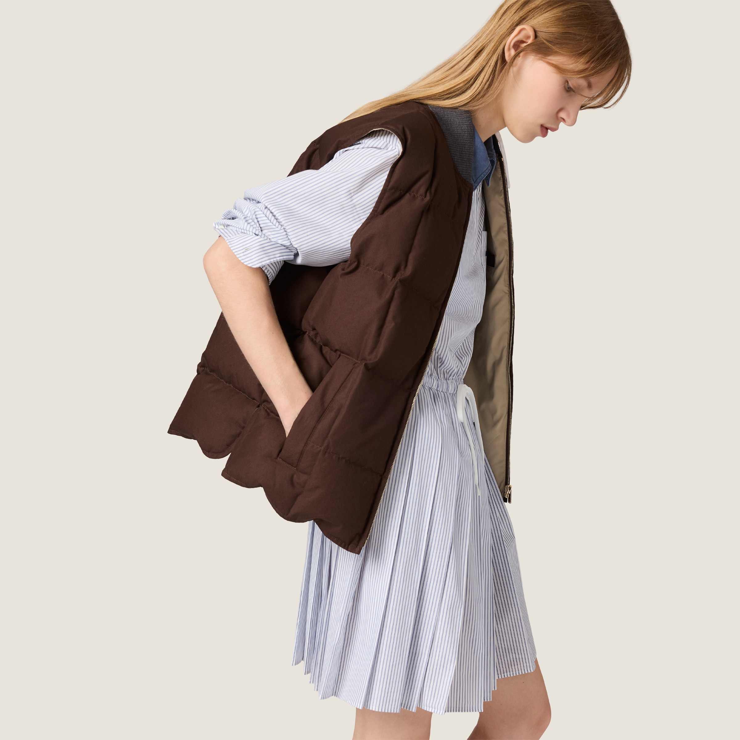 Gabardine down vest - thumbnail 4