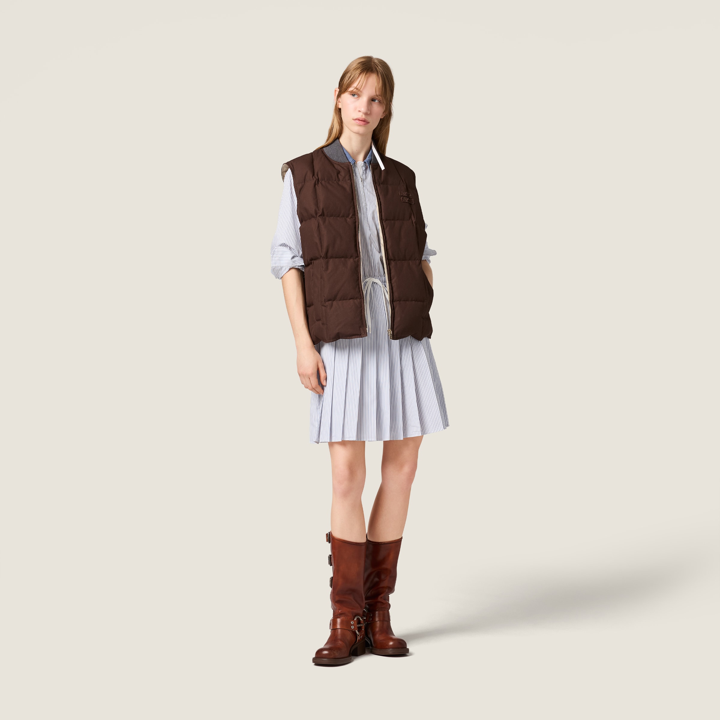 Gabardine down vest - thumbnail 2