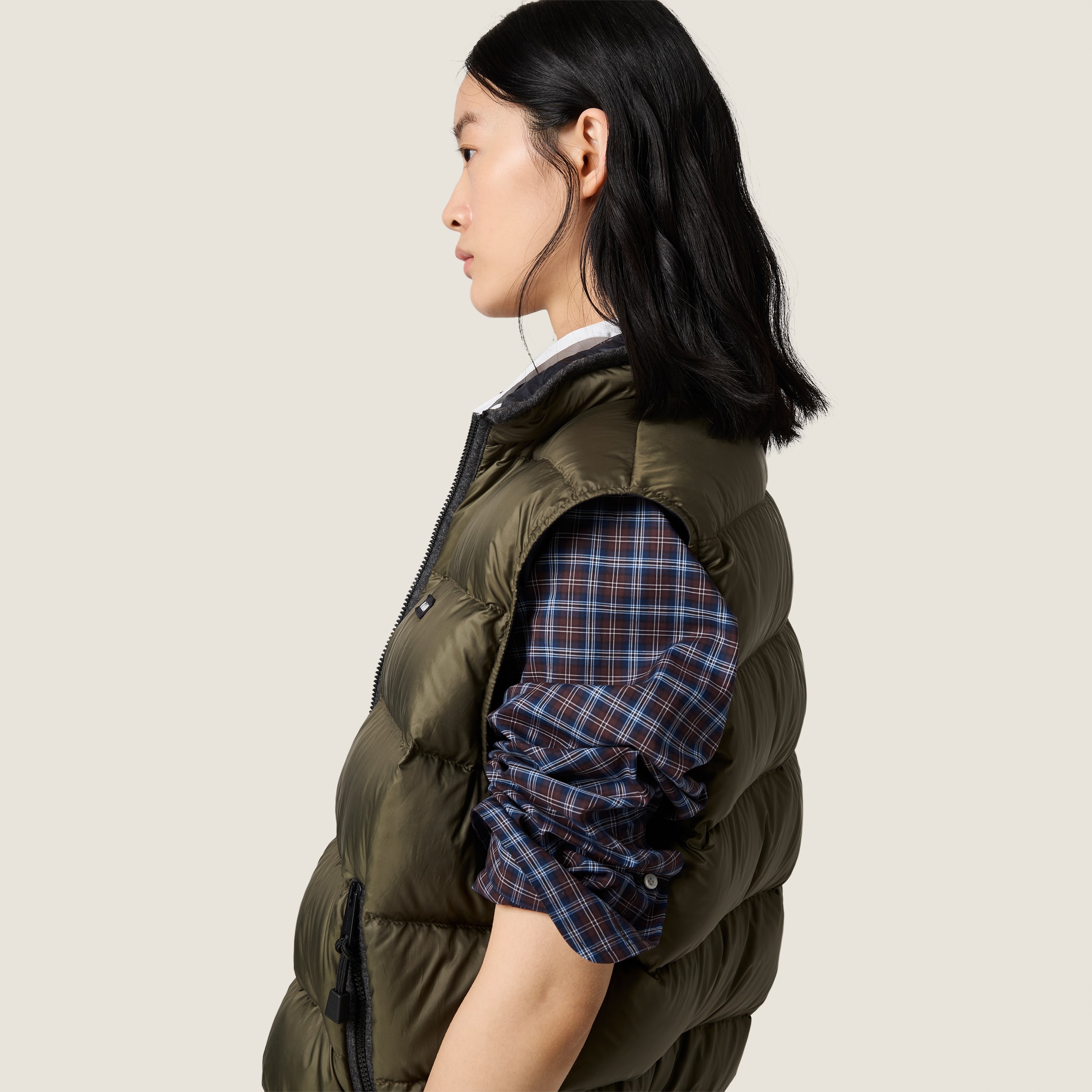 Padded light pongé vest - thumbnail 6