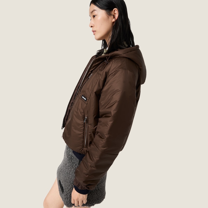 Cropped ripstop down jacket