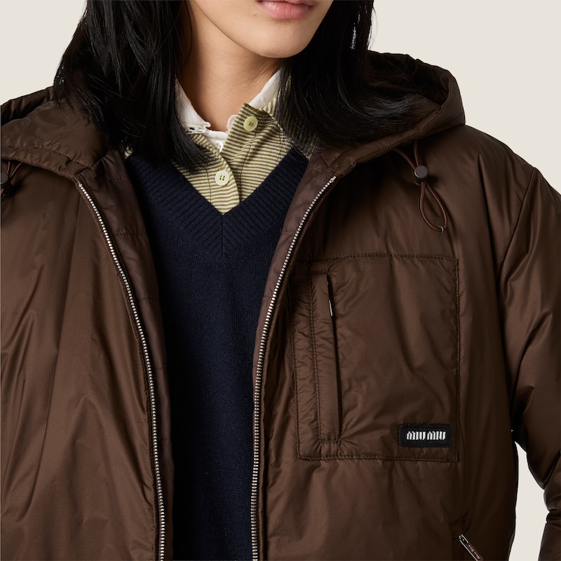 Cropped ripstop down jacket